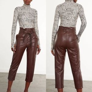 Commando Faux Leather Paper Bag Pants Oxblood Size XL